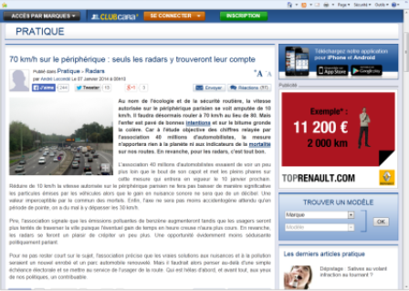 Périph’ à 70 km/h : la mesure de trop !