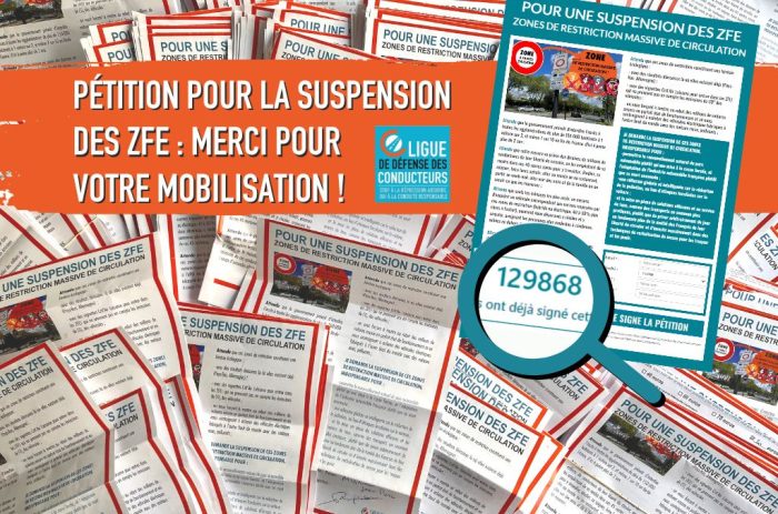 Suspension des ZFE : votre mobilisation ne faiblit pas