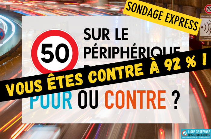 Périphérique de Paris à 50 km/h : vous êtes contre à 92 %